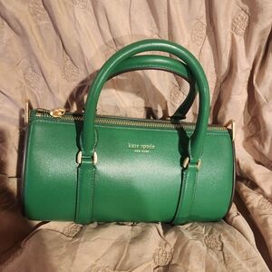 Kate opade Green Barrel Satchel with Gold Hardware